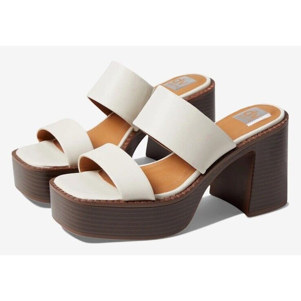 Dolce Vita White and Brown Platform Sandals